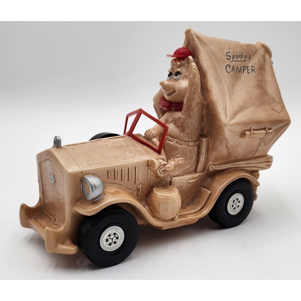Royalty Industries Sparky's Camper Bear Coin Bank 1971 Tan Vintage Bank Promo